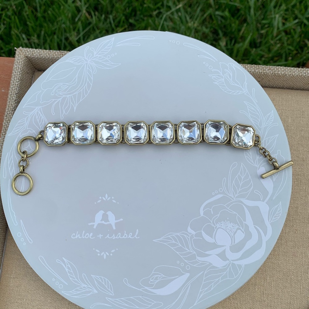 NEW Retro Glam Square-Cut Clear Crystal Bracelet Chloe + Isabel - Picture 2 of 11